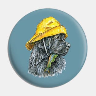 Newfoundland Dog in Sou'wester Hat with Fish Pin