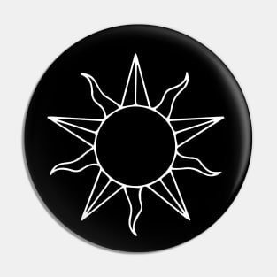 bohemian astrological design with sun, stars and sunburst. Boho linear icons or symbols in trendy minimalist style. Modern art Pin
