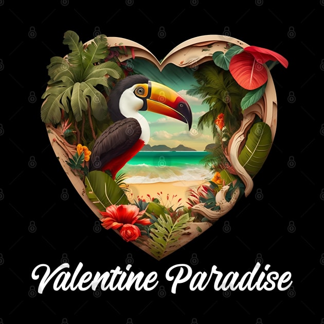 Valentine Paradise No. 4: Valentine's Day in Paradise on a Dark Background by Puff Sumo