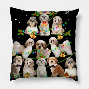 Cute Shih Tzu Christmas Tree Xmas Gift Pillow