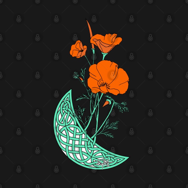 California Poppies with Pictish Moon Bloom by patfish