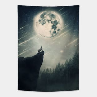 Wolf howls at the Moon Tapestry