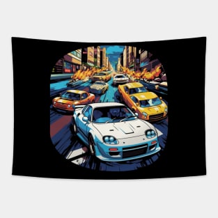 Mazda RX-7 in a Japanese street race Tapestry