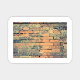 Old brick wall with cracks and scratches. Brick wall background. Distressed wall with broken bricks texture. House facade Magnet