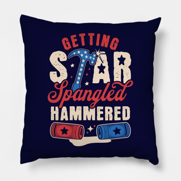 Getting Star Spangled Hammered - Funny 4th Of July Drinking Pillow by OrangeMonkeyArt