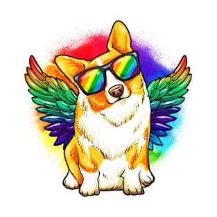 Funny Corgi Dog Rainbow Pride T-Shirt