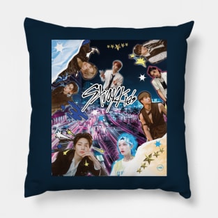 stray kids collage style design Pillow