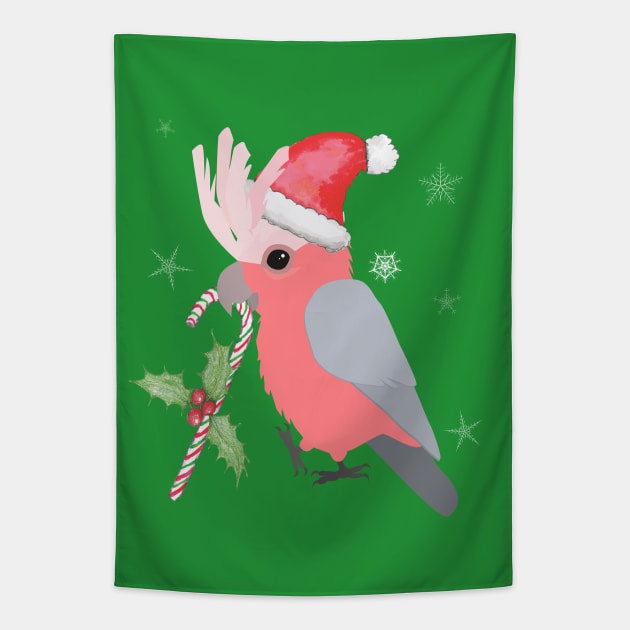 A cute Christmas galah cockatoo Tapestry by Bwiselizzy