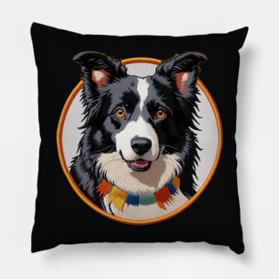 Border Collie Embroidered Patch Pillow