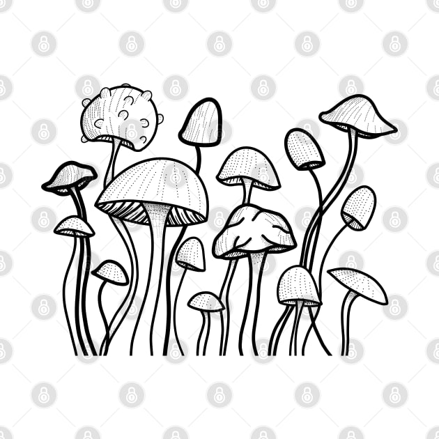 Mushrooms line art by LeighsDesigns