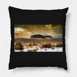 Fort Rock Winter Sunrise Pillow