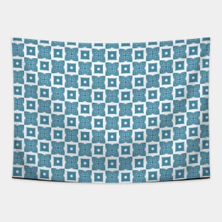 Blue floral and rectangle pattern Tapestry