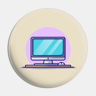 Computer Desktop With Mouse Cartoon Vector Icon Illustration Pin