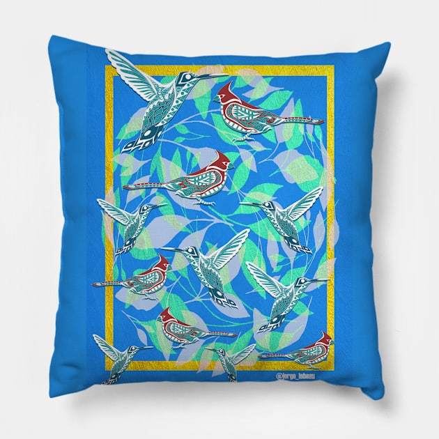 Birds Cage of light mandala ecopop Pillow by jorge_lebeau