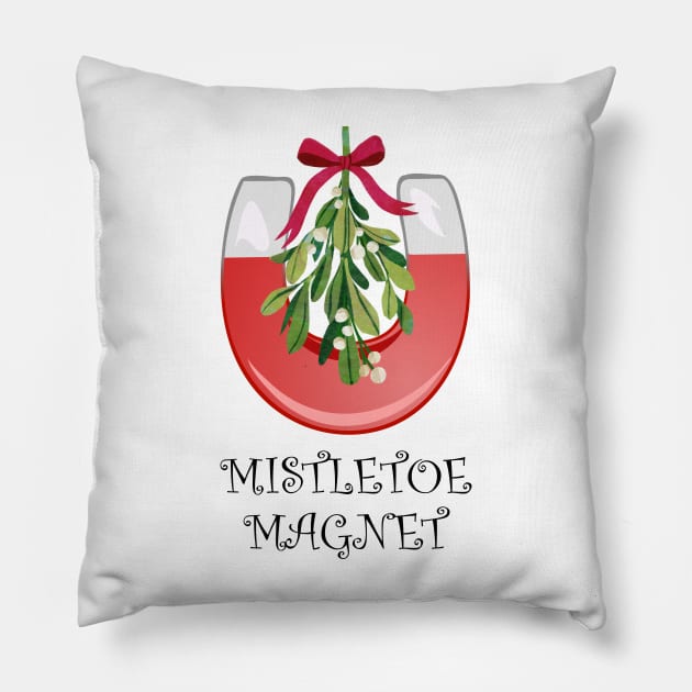 Mistletoe Magnet Black Lettering Pillow by Humerushumor