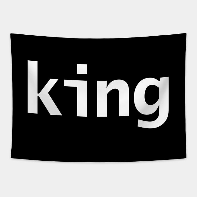 King Minimal Typography White Text Tapestry by ellenhenryart