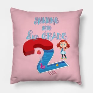 Swimming Into 2nd Grade Back To School Girl Pillow