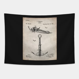 Boat Anchor Patent - Sailing Sailor Lake House Art - Antique Tapestry