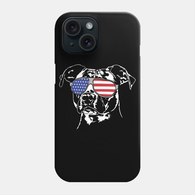 Patriotic American Staffordshire Terrier American Flag Sunglasses Phone Case by wilsigns