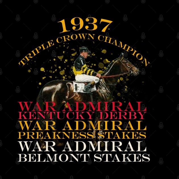 1937 Triple Crown Champion War Admiral horse racing design by Ginny Luttrell