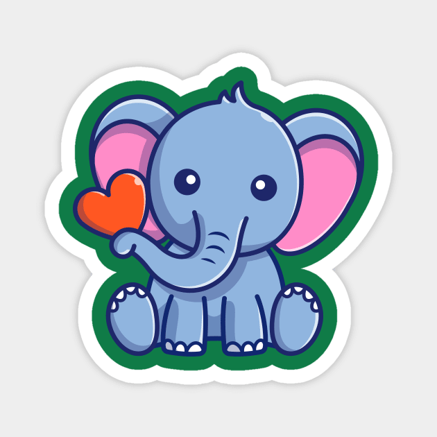 Cute Elephant Sitting With Love Cartoon Magnet by Catalyst Labs