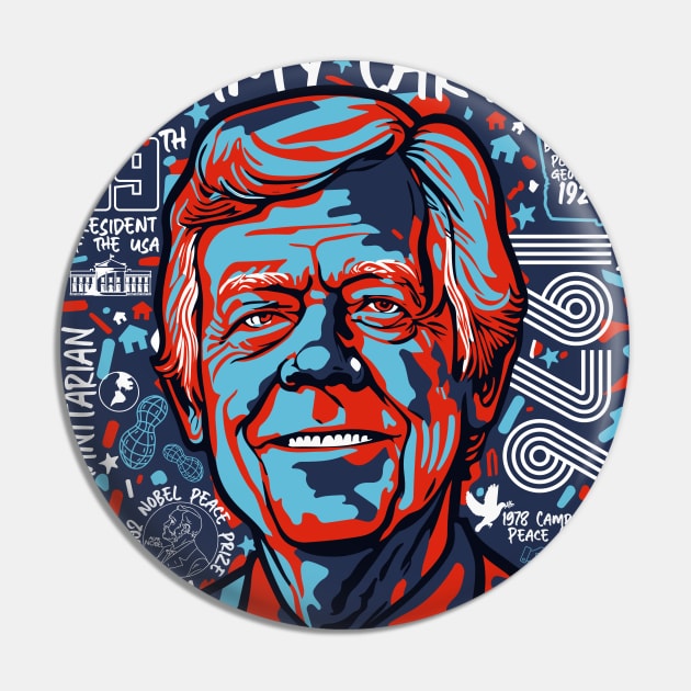 Retro Pop Art Portrait of President Jimmy Carter // Street Art Graffiti Carter 1976 Pin by SLAG_Creative