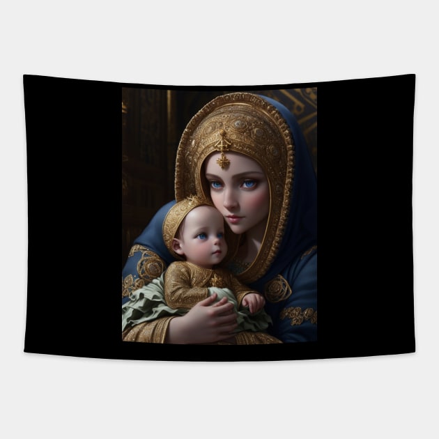 Madonna and Child Tapestry by PSYOP Industries 