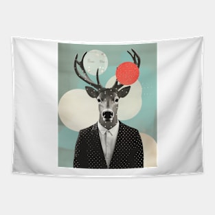 Surreal reindeer collage Tapestry