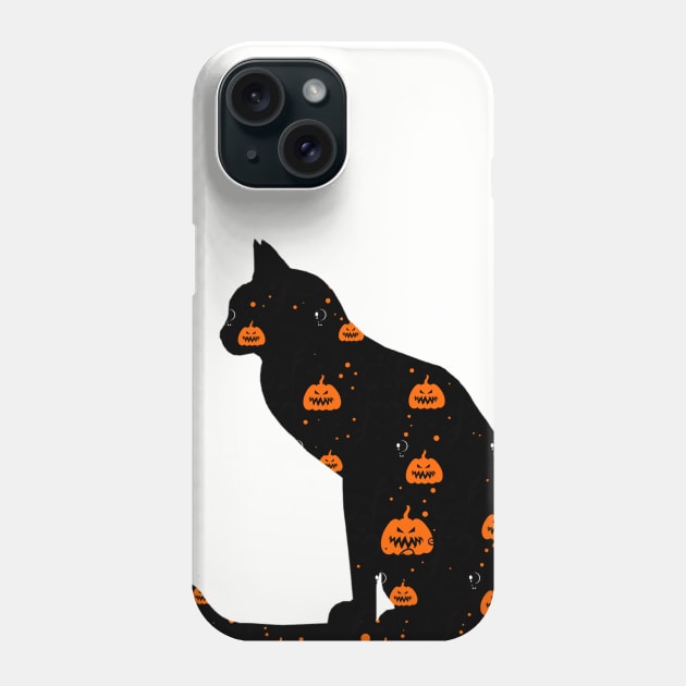 Halloween Black Cat With Pumpkin Phone Case by anbartshirts