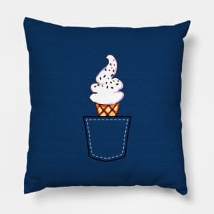 White Ice Cream Cone in Pocket Pillow