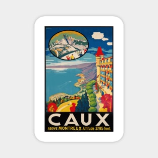 Caux, Switzerland - Above Montreux - Vintage Travel Poster Magnet