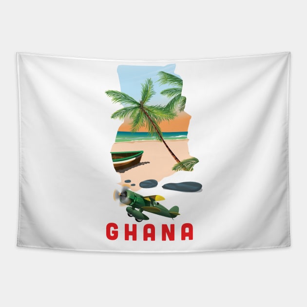 Ghana Map Travel poster Tapestry by nickemporium1