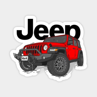 Red Jeep Wrangler Rubicon Magnet