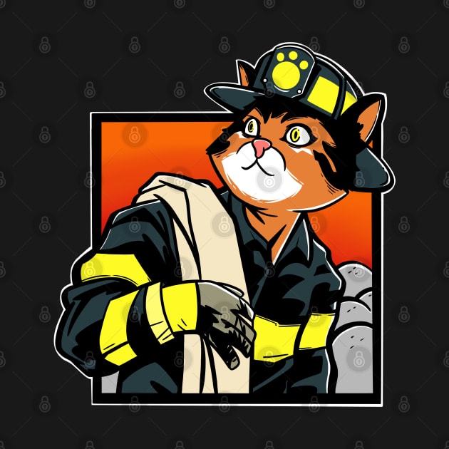 The Firefighter Cat by Artthree Studio