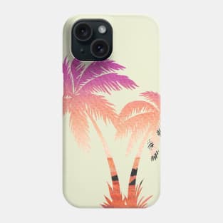 Palm trees silhouette and sunset double exposure Phone Case