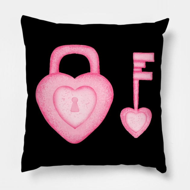 Heart of Padlock And Key Pillow by Aisiiyan