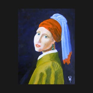 Girl with an emerald earing [ after J ,Vermeer ] T-Shirt