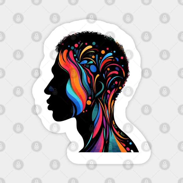 Afrocentric Man Multicolored Silhouette Magnet by Graceful Designs