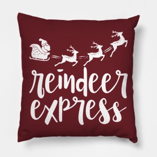 Reindeer Express - Christmas Holiday Santa sleigh Pillow