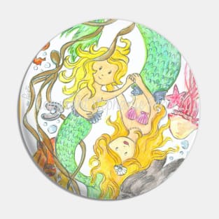 Mermaid mother and child Pin