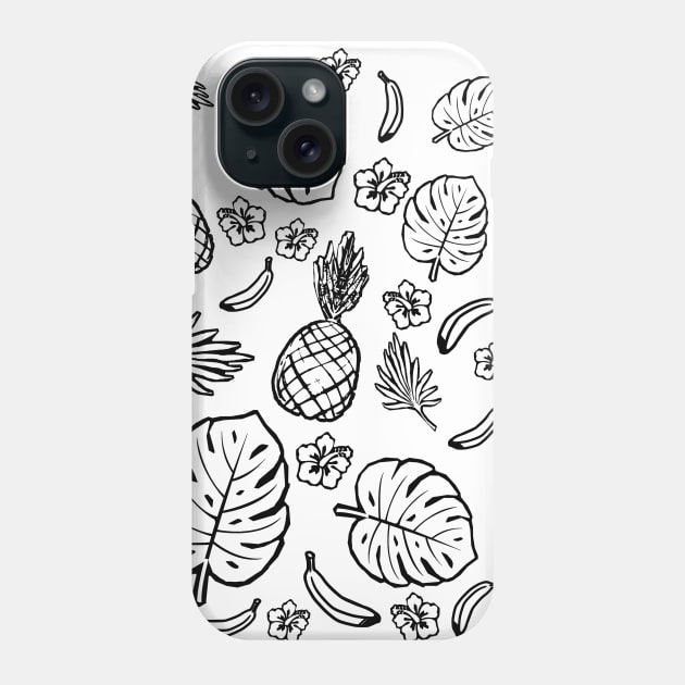 Tropical black and white pattern Phone Case by valentinahramov