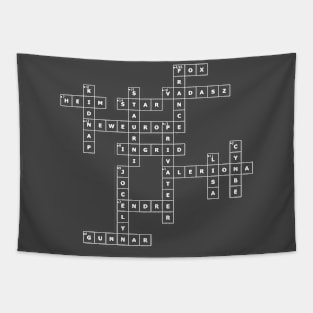 (1965TSF-D) Crossword pattern with words from a famous 1965 science fiction book. [Dark Background] Tapestry