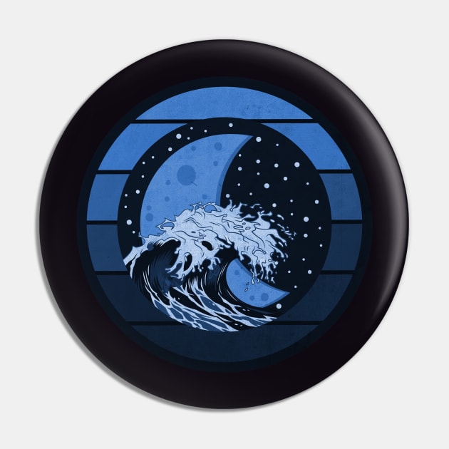 Blue Moon Wave Pin by CTShirts