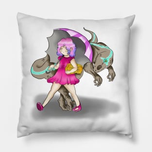 Little girl and dino Pillow