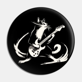 Electric Guitar Cat Rock Music Japanese Vintage Funny Cat Pin