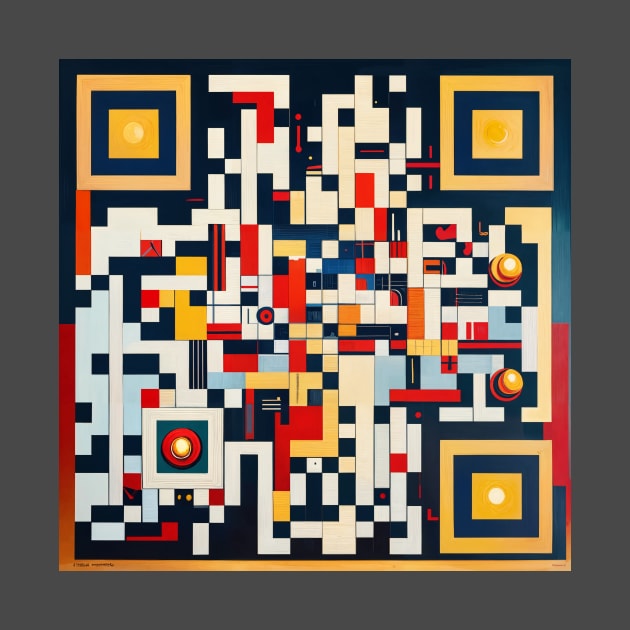 RickRoll QR Code Abstract Constructivist Painting by ravel.live