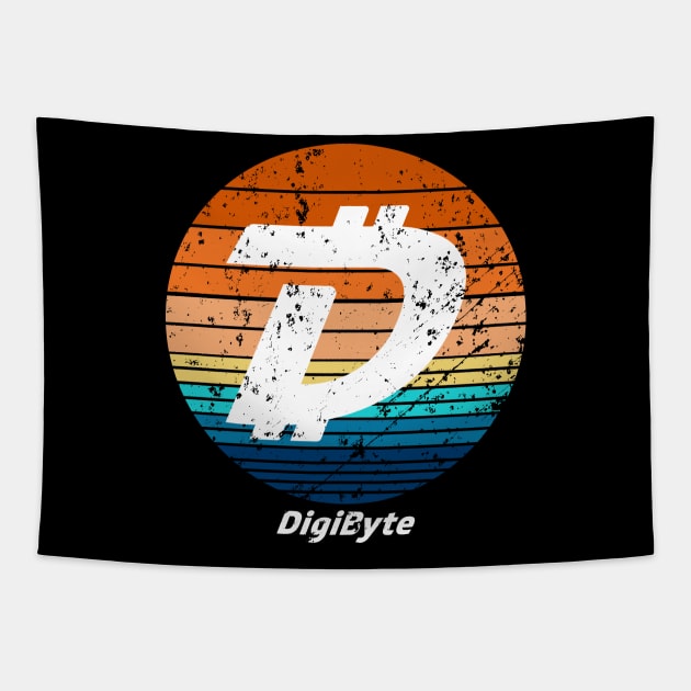 Digibyte Cryptocurrency DeFi Crypto Vintage Sunset Tapestry by BitcoinSweatshirts