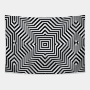 Minimal Geometrical Optical Illusion Style Pattern in Black & White Tapestry