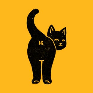 Hello Cat Butt Minimalist Black by Tobe Fonseca T-Shirt