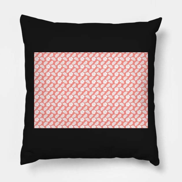 Tropical hibiscus flowers and banana leaves, pink pattern print Pillow by KINKDesign